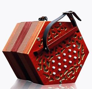 30-akordeón v tvare kľúčovej drevenej dyhy