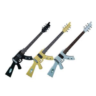 Špeciálna elektrická gitara v tvare špeciálnej módnej zbrane